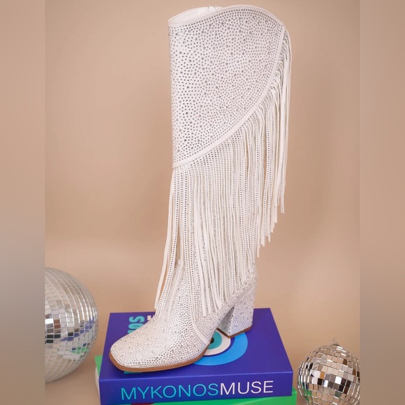 White Rhinestone Cowboy Boots - Picture 4 of 6